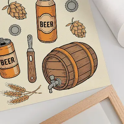 Leinwand-Kunstdruck mit Retro-Bier-Motiven im Vintage-Stil für eine gemütliche Atmosphäre