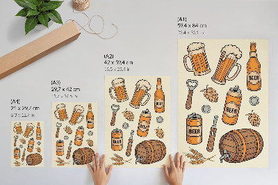 Kunstdruck leinwand Bier-Elemente, Retro-Gemütlichkeitsatmosphäre, Vintage-Stil
