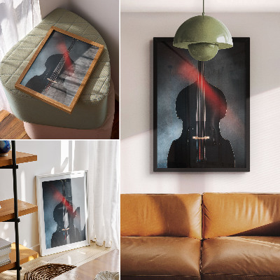 Wandposter Dunkler Hintergrund, rote Akzente, Kontrast