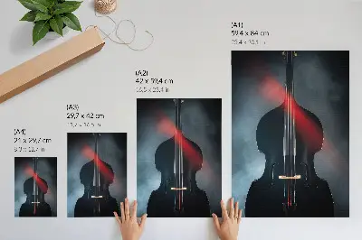 Wandposter mit dunklem Hintergrund und roten Akzenten im Kontrast