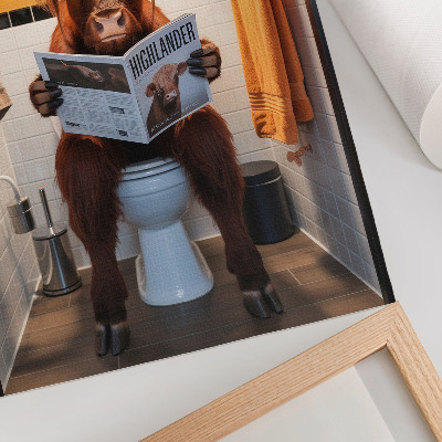 Poster Orangefarbene Wände, Büffel auf Toilette Magazin