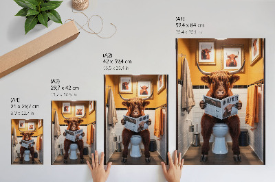 Poster Orangefarbene Wände, Büffel auf Toilette Magazin