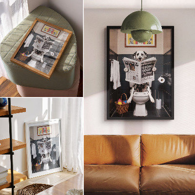 Wandposter Dalmatiner liest Zeitung, farbenfrohe Pop-Art
