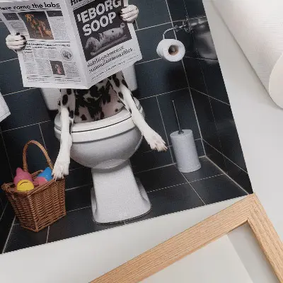 Wandposter Dalmatiner bei der Zeitungslektüre im farbenfrohen Pop-Art-Stil