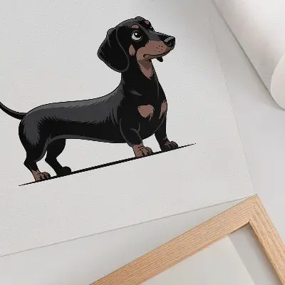 Kunstdruck auf Leinwand schwarz-weißes Motiv mit einer Hundezeichnung