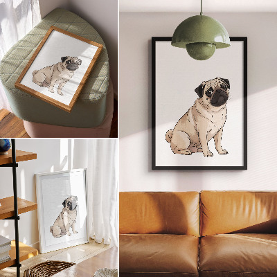 Wandposter Porträt eines Hundes, illustrativer Stil, zarte Farben