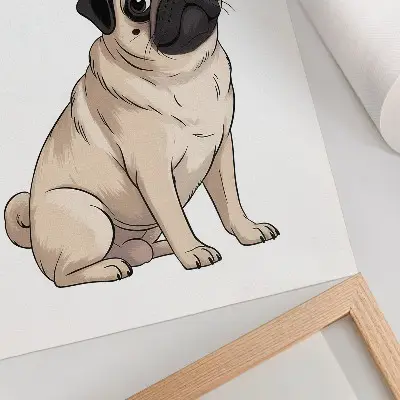 Wandposter Porträt eines Hundes im illustrativen Stil mit zarten Farben