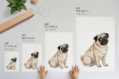 Wandposter Porträt eines Hundes im illustrativen Stil mit zarten Farben