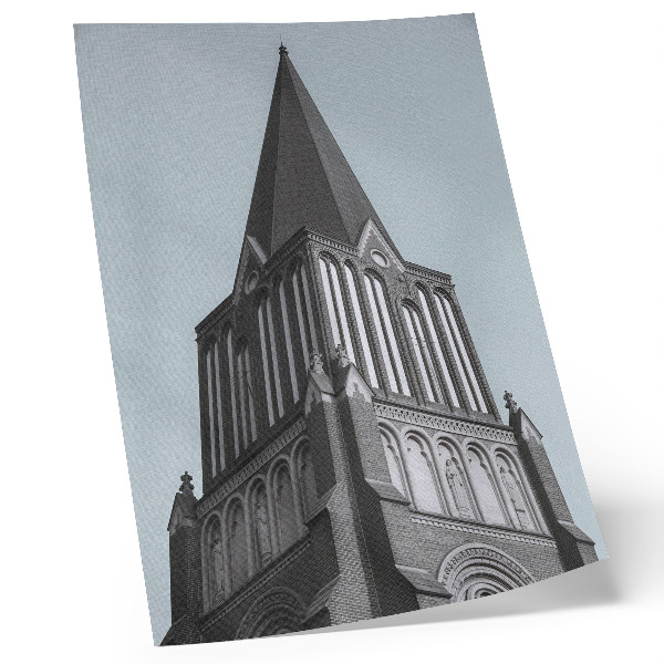 Wandposter Hoch aufragendes gotisches Turm-Einzelhandelsgebäude