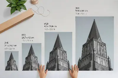 Wandposter gotisches Turmgebäude im Hochformat