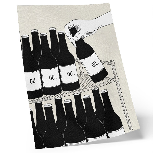 Poster Minimalistische Illustration einer Hand mit Flasche in Schwarz-Weiß