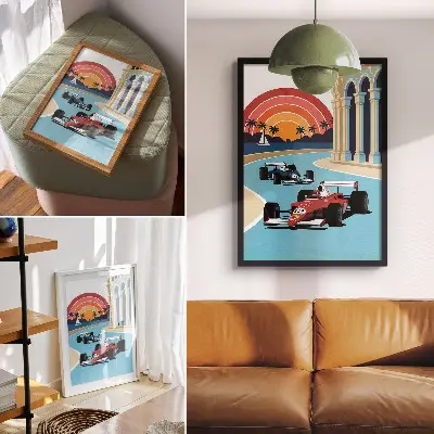 Kunstdruck auf Leinwand mit exotischem Sonnenuntergangsmotiv
