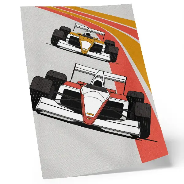 Wandposter Rennwagen auf einer dynamischen Rennstrecke im modernen Stil