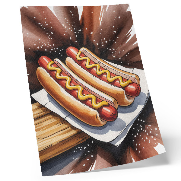 Kunstdruck leinwand Leckere Hotdogs in einer fröhlichen, modernen Atmosphäre