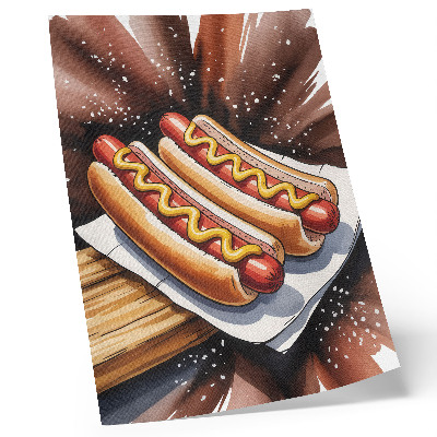 Kunstdruck leinwand Leckere Hotdogs in einer fröhlichen, modernen Atmosphäre
