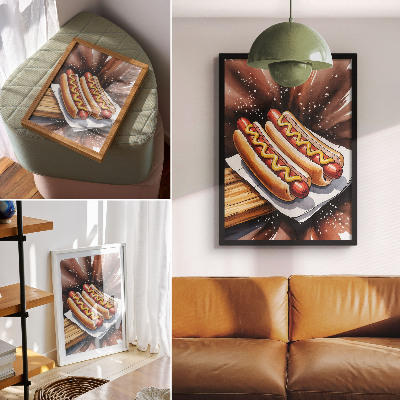 Kunstdruck leinwand Leckere Hotdogs in einer fröhlichen, modernen Atmosphäre