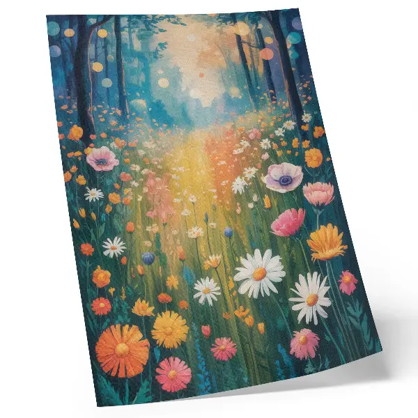 Poster mit bunten Blumen in modernem Stil für eine fröhliche Atmosphäre
