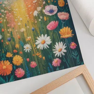 Poster mit bunten Blumen in modernem Stil für eine fröhliche Atmosphäre