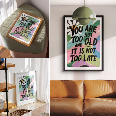Poster Dynamische Farben. Inspirierender Text. Modernes Flair.