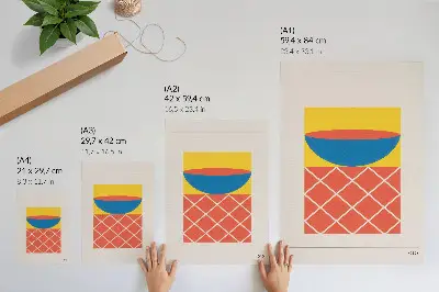 Kunstdruck auf Leinwand geometrische Komposition in Gelb, Blau und Rot