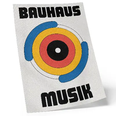 Wandposter im Bauhaus-Stil mit Kreisen und kräftigen Farben für moderne Räume