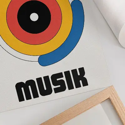 Wandposter im Bauhaus-Stil mit Kreisen und kräftigen Farben für moderne Räume