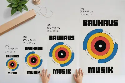 Wandposter im Bauhaus-Stil mit Kreisen und kräftigen Farben für moderne Räume