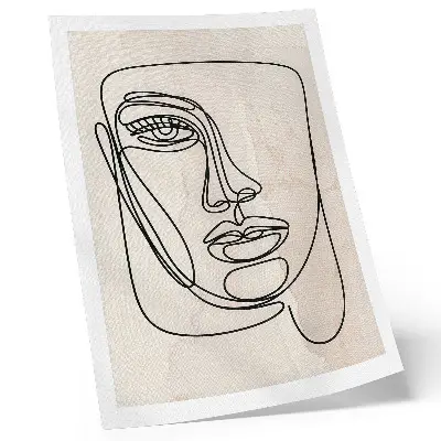Wandposter mit minimalistischem Gesichtsmotiv in Beige und Schwarz