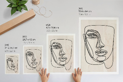 Wandposter Minimalismus Eleganz Gesicht Beige Schwarz