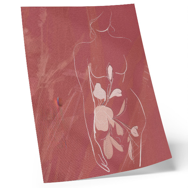 Kunstdruck leinwand Feminine Silhouette und Blumen, Zartheit, Minimalismus
