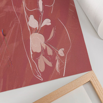 Kunstdruck leinwand Feminine Silhouette und Blumen, Zartheit, Minimalismus