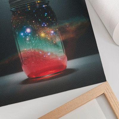 Wandposter Weltraumglas mit bunten Weltraumlichtern