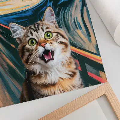 Poster Katze vor einem farbenfrohen abstrakten Hintergrund