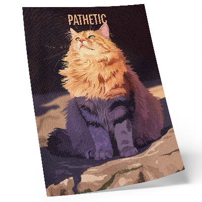 Poster Katze mit Text orange grau beige