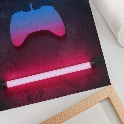 Kunstdruck leinwand Dynamik der Neon-Pixel-Beschriftung auf dem Spielpad