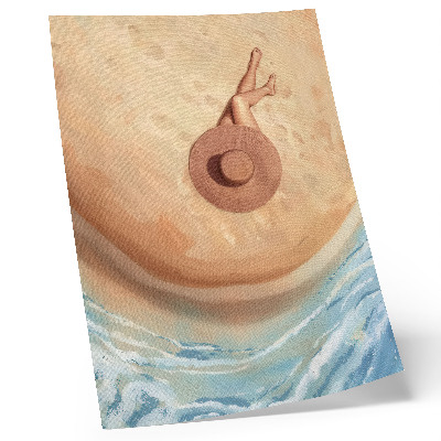 Wandposter Strandhut ruht sich in der Sonne aus.