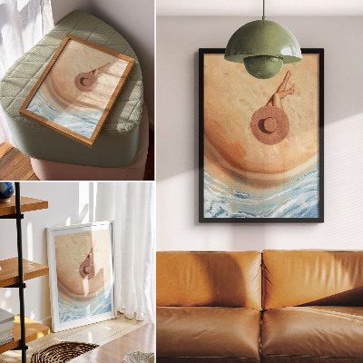 Wandposter Strandhut ruht sich in der Sonne aus.