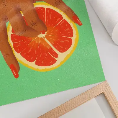 Poster hand mit Grapefruit in leuchtenden Pop-Art-Farben