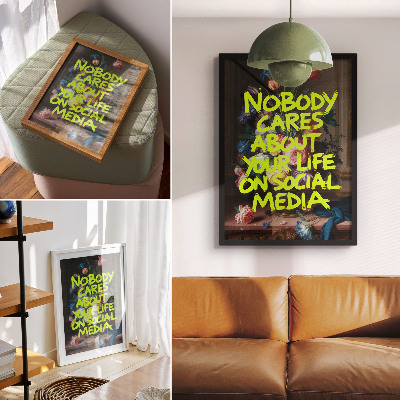 Kunstdruck leinwand Leuchtende Inschrift auf einem Hintergrund aus bunten Blumen
