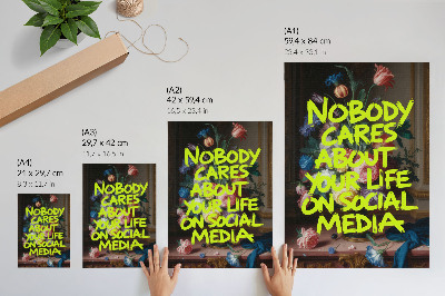 Kunstdruck leinwand Leuchtende Inschrift auf einem Hintergrund aus bunten Blumen