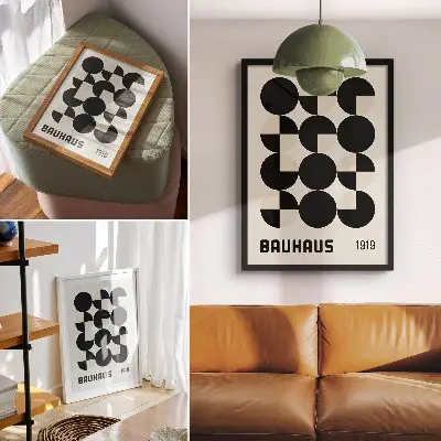 Poster mit geometrischen Formen in harmonischem und modernem Minimalismus