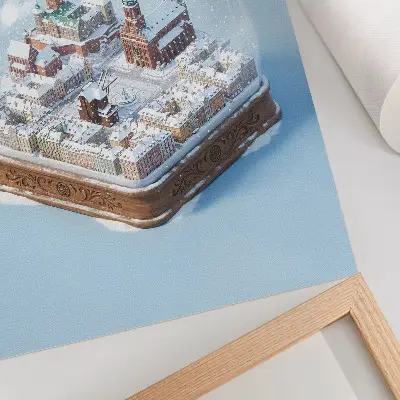 Wandposter winterliches Danzig in einer Glaskugel
