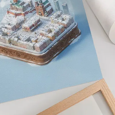 Wandposter Krakau vor einer Kulisse unter einer Glaskuppel in Winteratmosphäre
