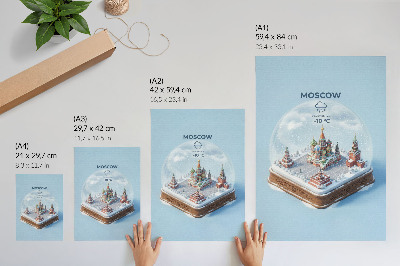 Kunstdruck leinwand Miniatur-Moskau in einer winterlichen Schneekugel
