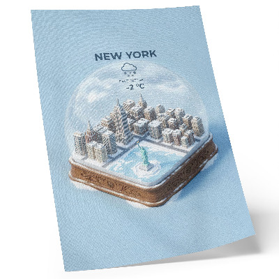 Wandposter Minimalistische Stadt-Winter-Schneekugel