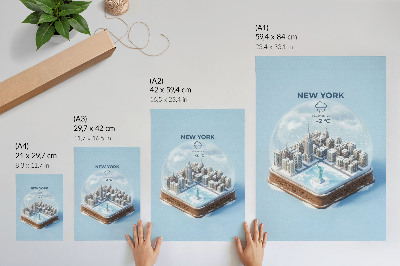 Wandposter Minimalistische Stadt-Winter-Schneekugel