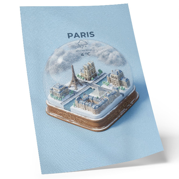 Kunstdruck leinwand Schneekugelmodell für Winter-Paris