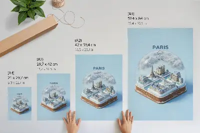 Kunstdruck auf Leinwand Schneekugelmotiv Winter in Paris