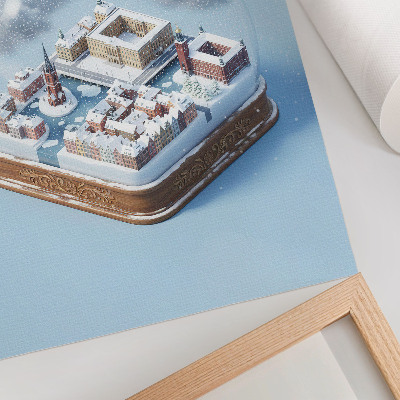 Wandposter Stockholm in einer Kugel, moderne Architektur, Winterklima