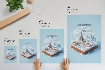 Poster Warschauer Winter-Schneearchitektur mit Glaskugel